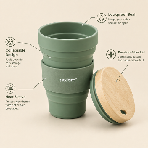 Qexlaro™ BrewNest Collapsible Silicone Travel Cup
