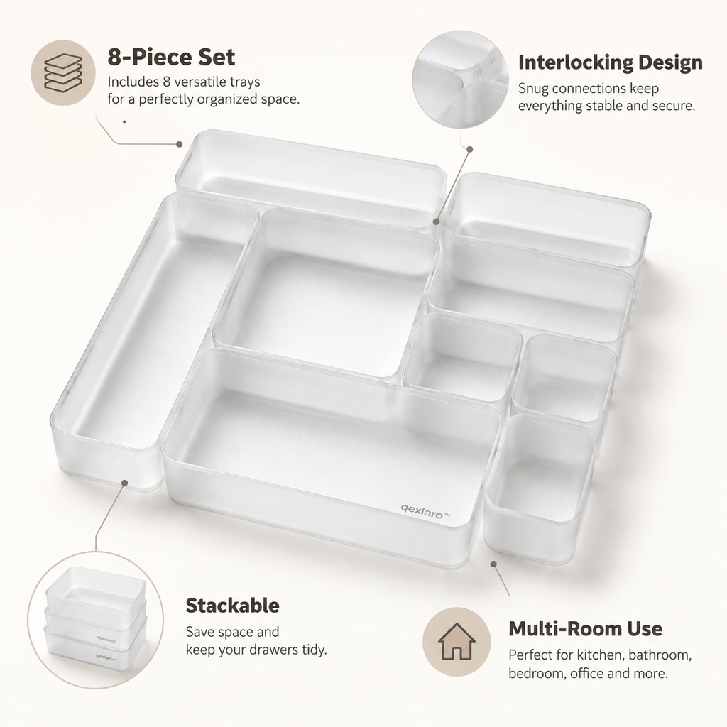 Qexlaro™ GridStack Modular Drawer Organizer Set
