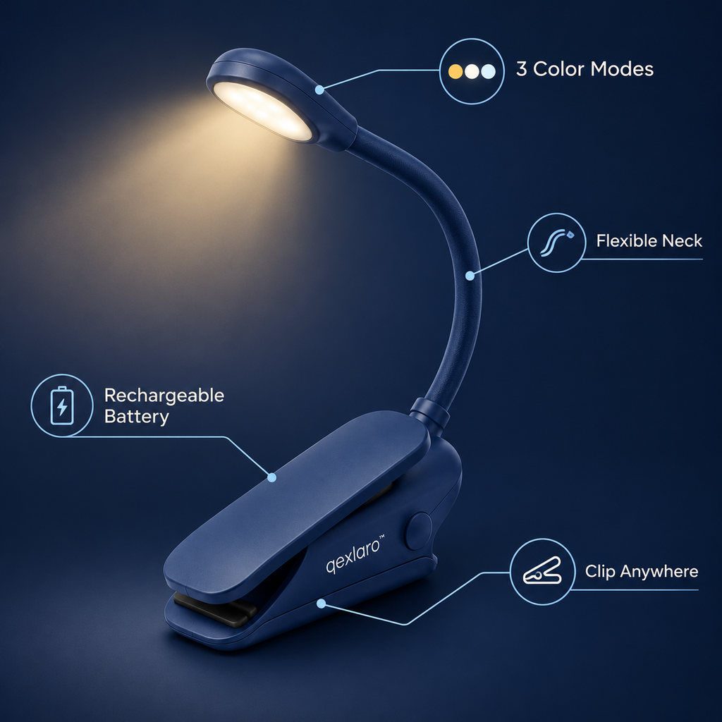 Qexlaro™ LunaClip Rechargeable LED Book Light