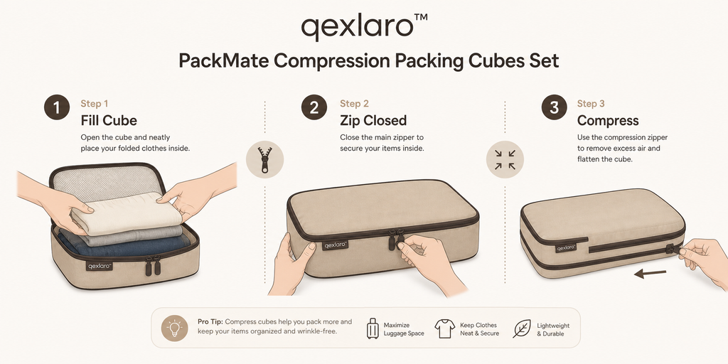 Qexlaro™ PackMate Compression Packing Cubes Set