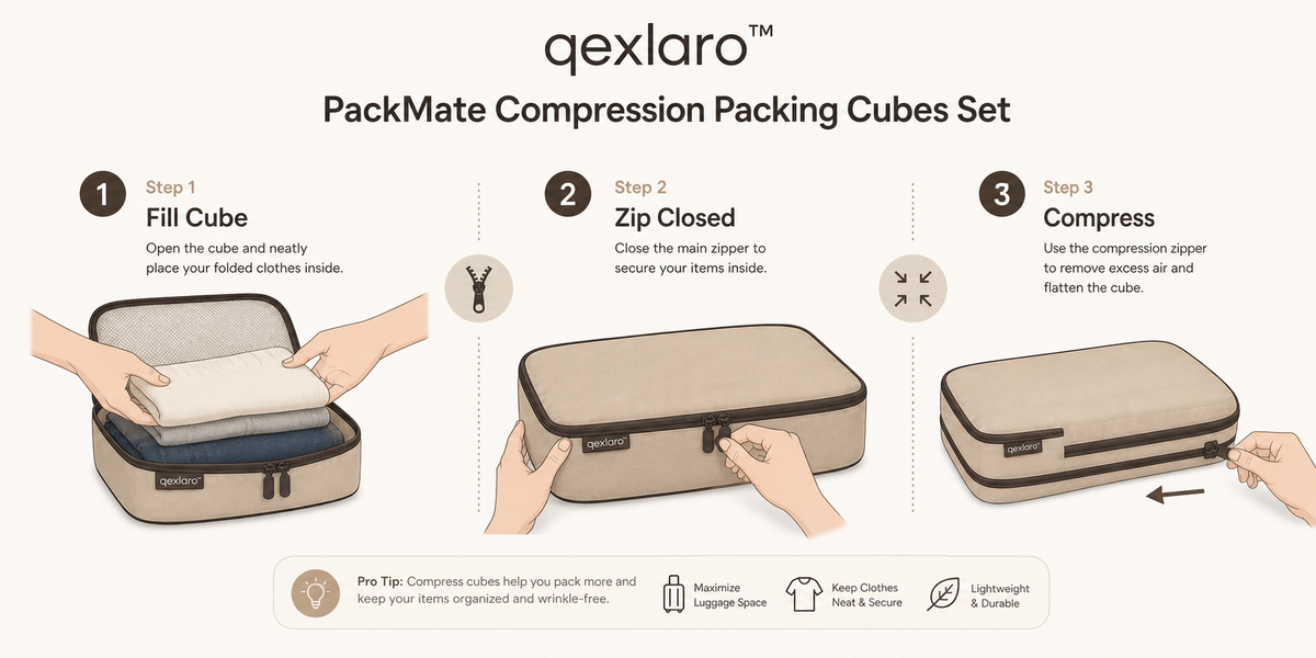 Qexlaro™ PackMate Compression Packing Cubes Set