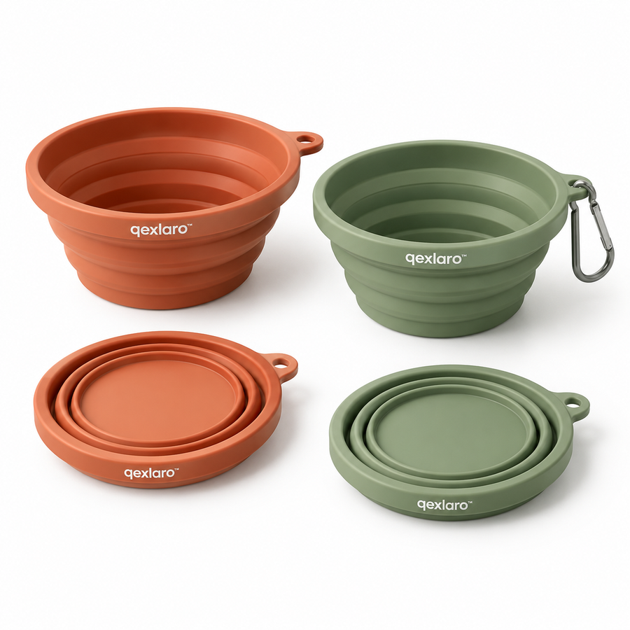 Qexlaro™ PawsPort Collapsible Silicone Pet Travel Bowl Set