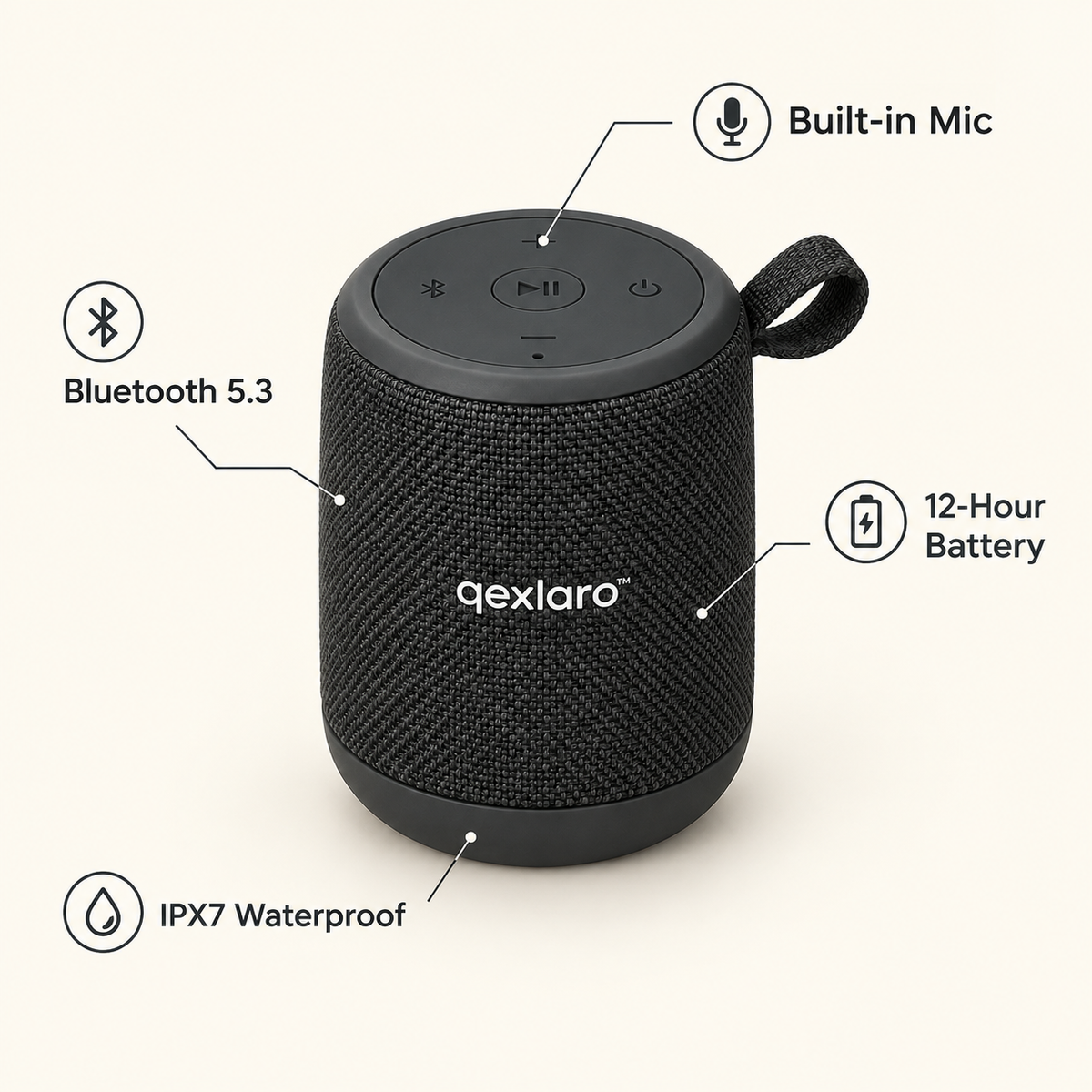 Qexlaro™ PocketBoom Mini Portable Bluetooth Speaker