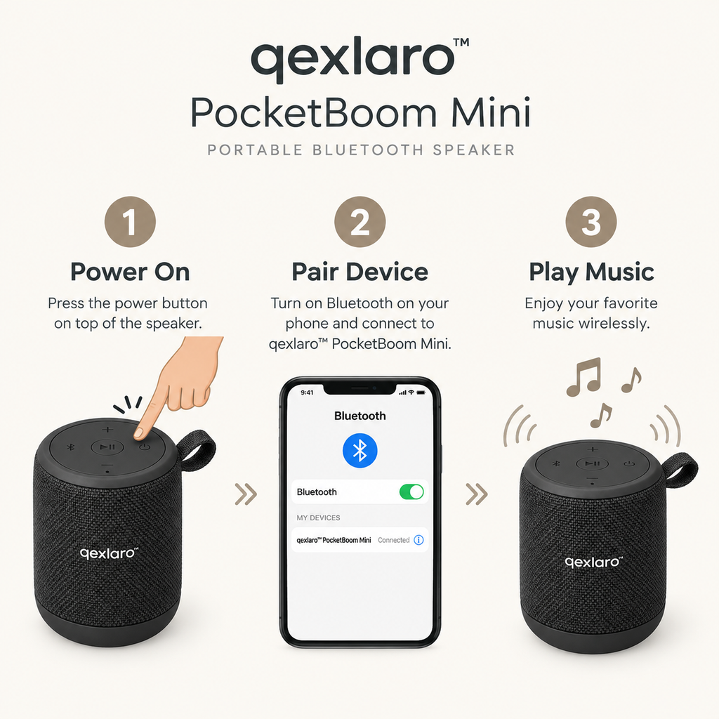 Qexlaro™ PocketBoom Mini Portable Bluetooth Speaker